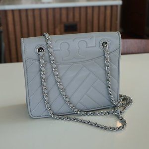 Tory Burch Grey Leather Alexa Convertible Shoulder Bag
